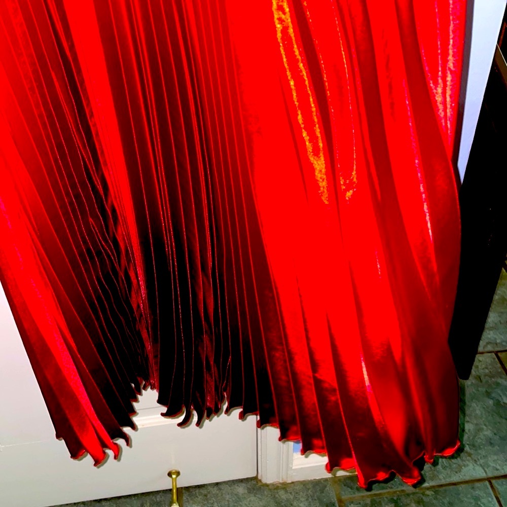 Elegant Black & Red Maxi Dress - Sleeveless V-Neck - Picture 3 of 8